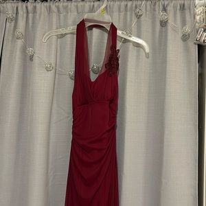 Maroon sheer dress with flower